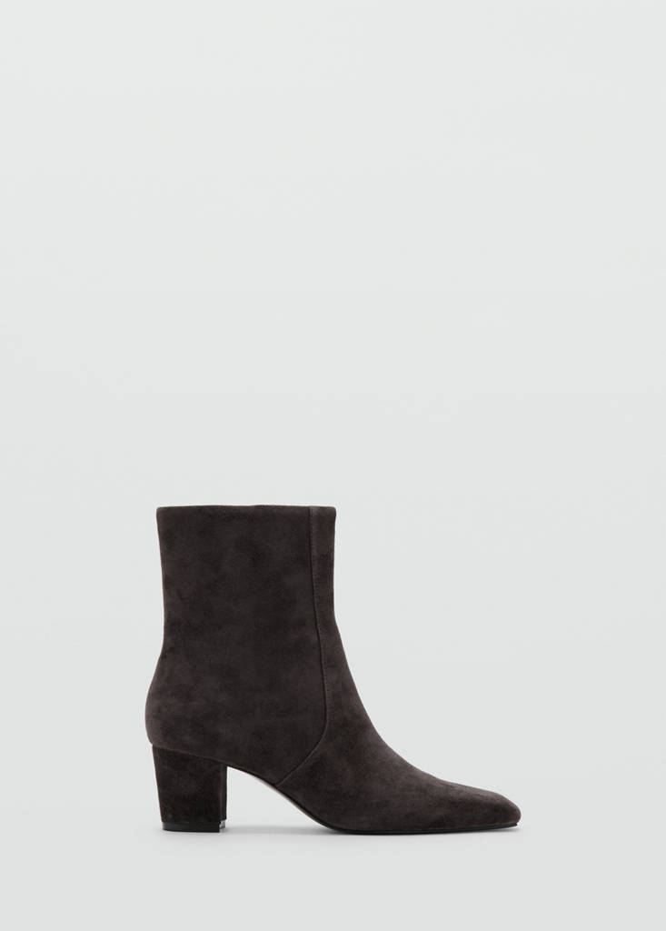 Suede ankle boots with block heel — Dark Heather Grey