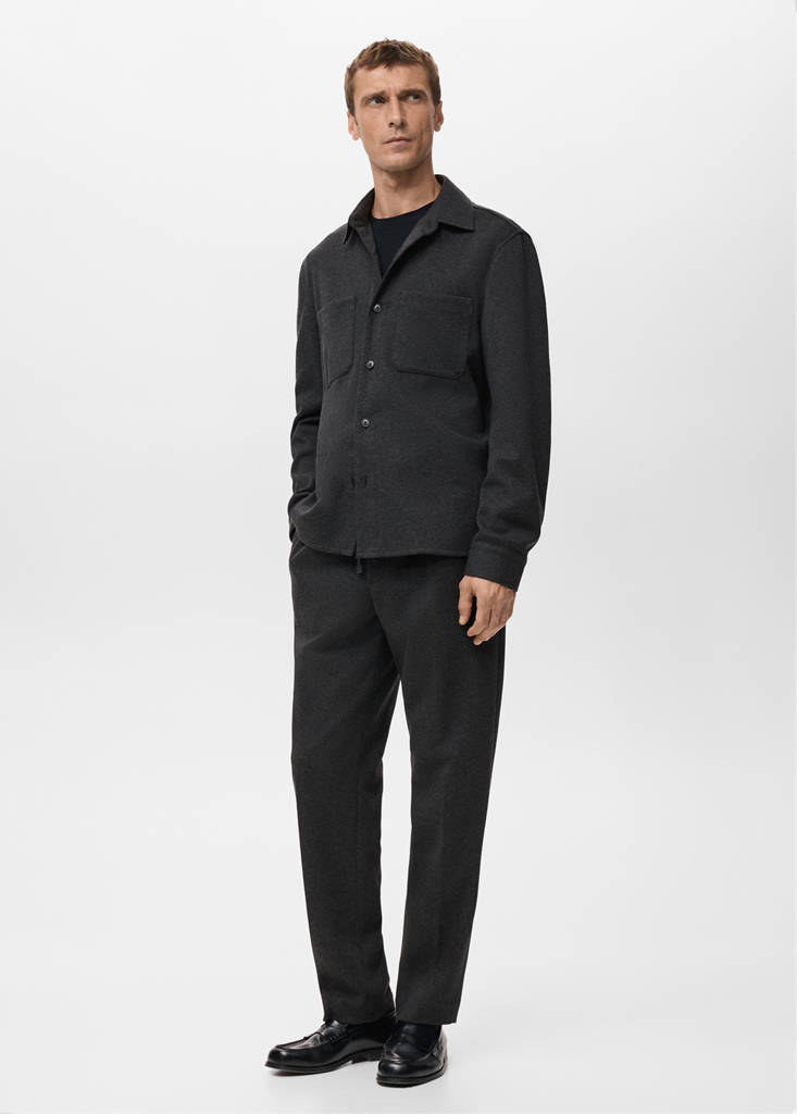 Flannel overshirt with pockets — Dark Heather Grey
