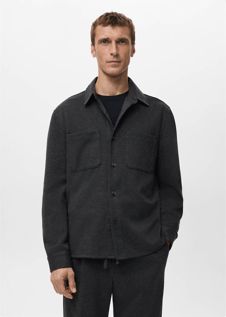 Flannel overshirt with pockets — Dark Heather Grey
