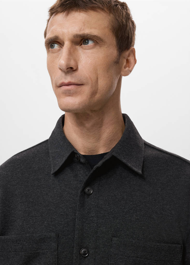 Flannel overshirt with pockets — Dark Heather Grey