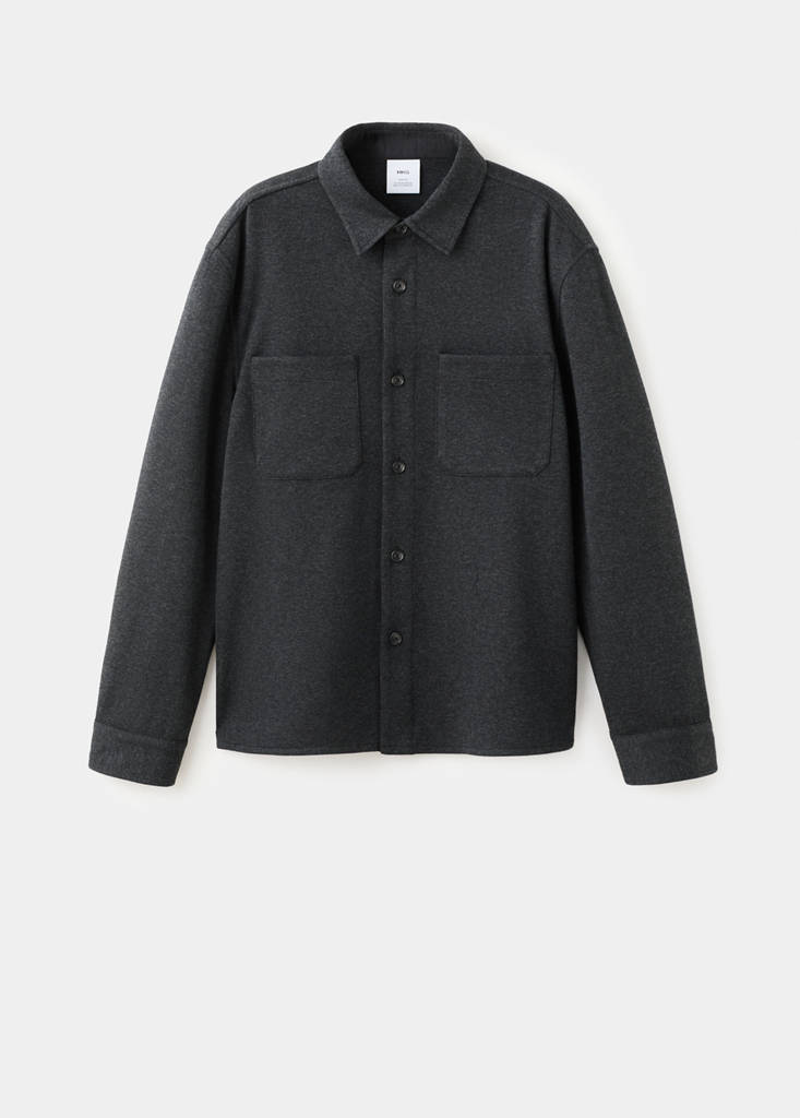 Flannel overshirt with pockets — Dark Heather Grey