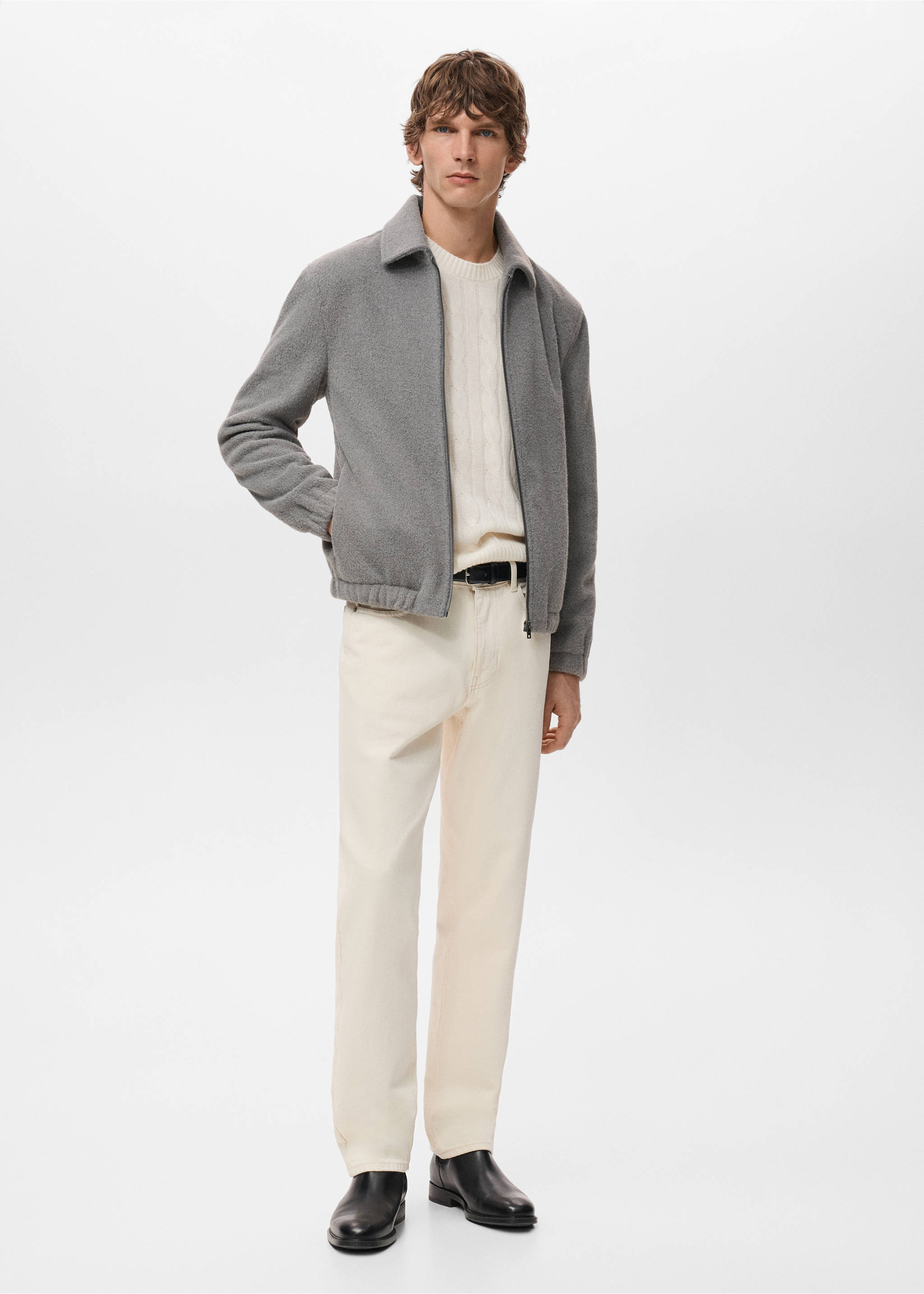 Textured sweatshirt with zip - General plane, Light Heather Grey. Ref: 27091210-00.