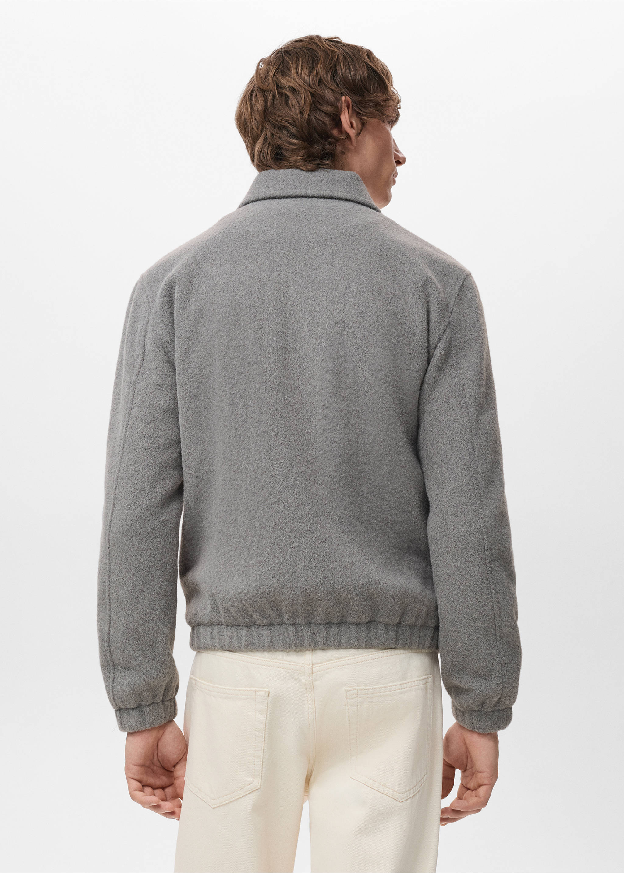 Textured sweatshirt with zip - Reverse of the article, Light Heather Grey. Ref: 27091210-00.