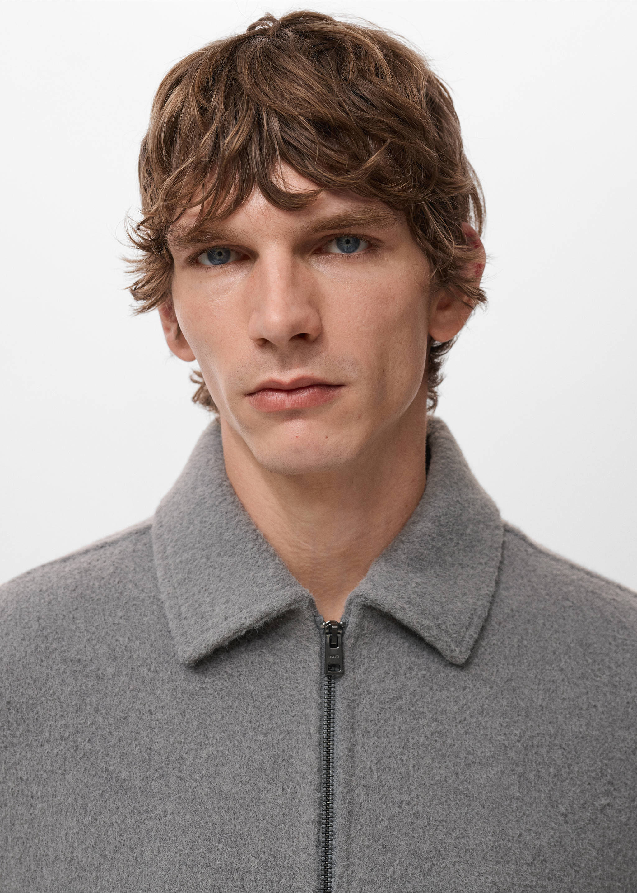 Textured sweatshirt with zip - Details of the article 1, Light Heather Grey. Ref: 27091210-00.