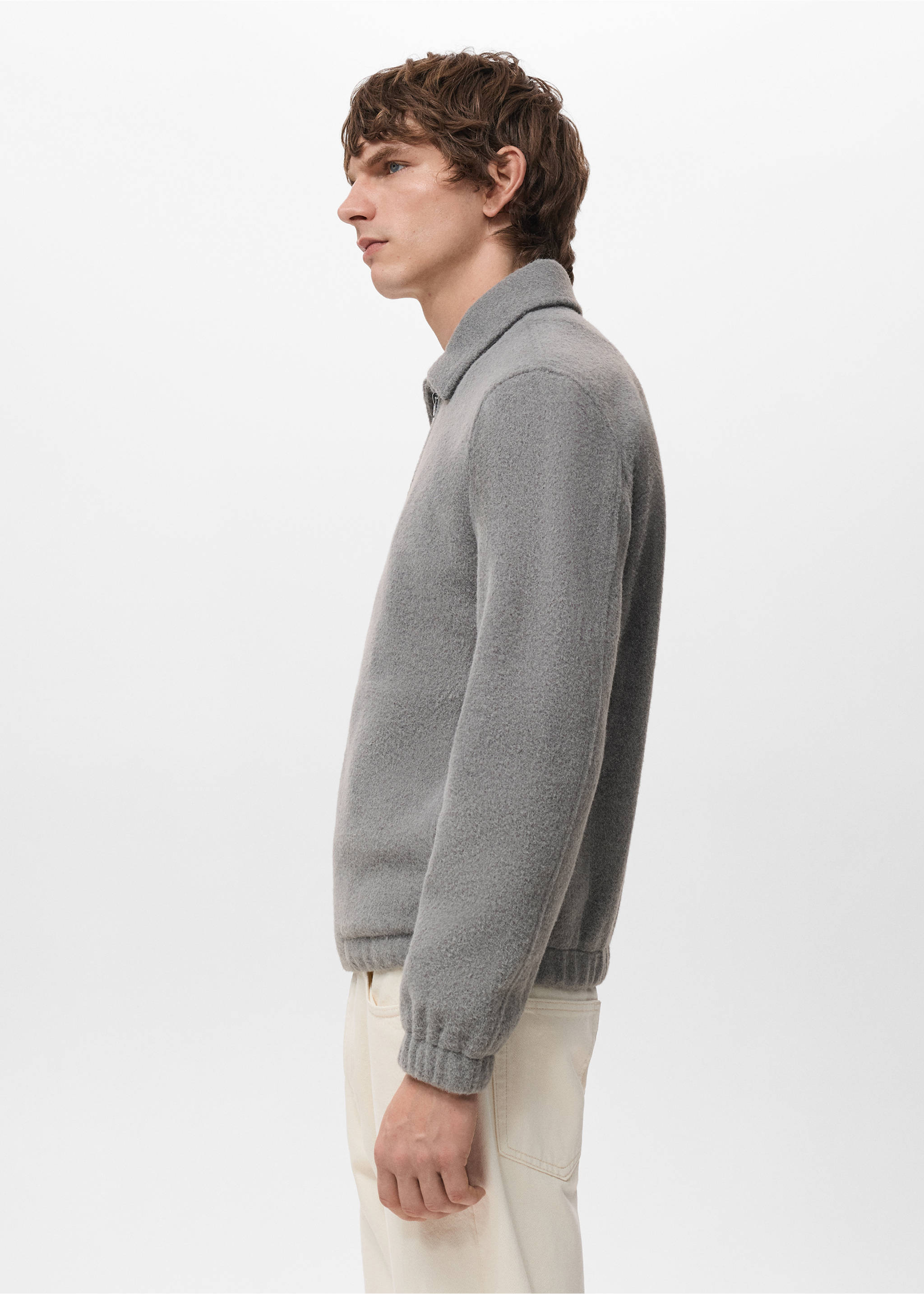 Textured sweatshirt with zip - Details of the article 2, Light Heather Grey. Ref: 27091210-00.