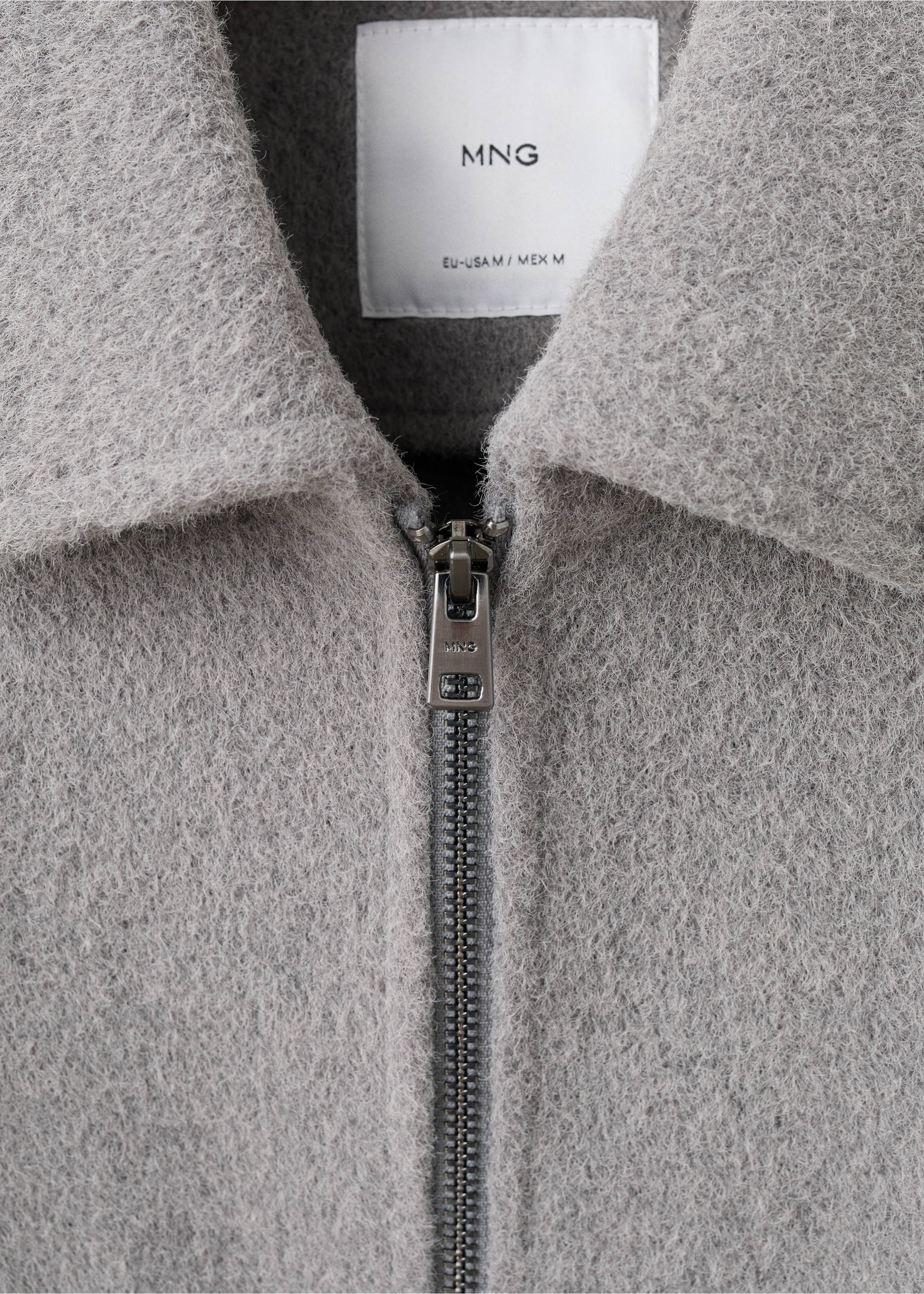Textured sweatshirt with zip - Details of the article 8, Light Heather Grey. Ref: 27091210-00.