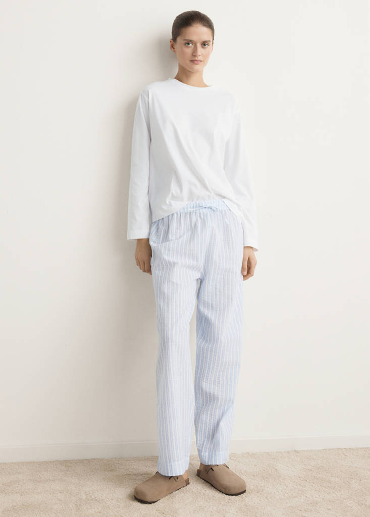 Two-piece cotton striped pyjamas — Blue