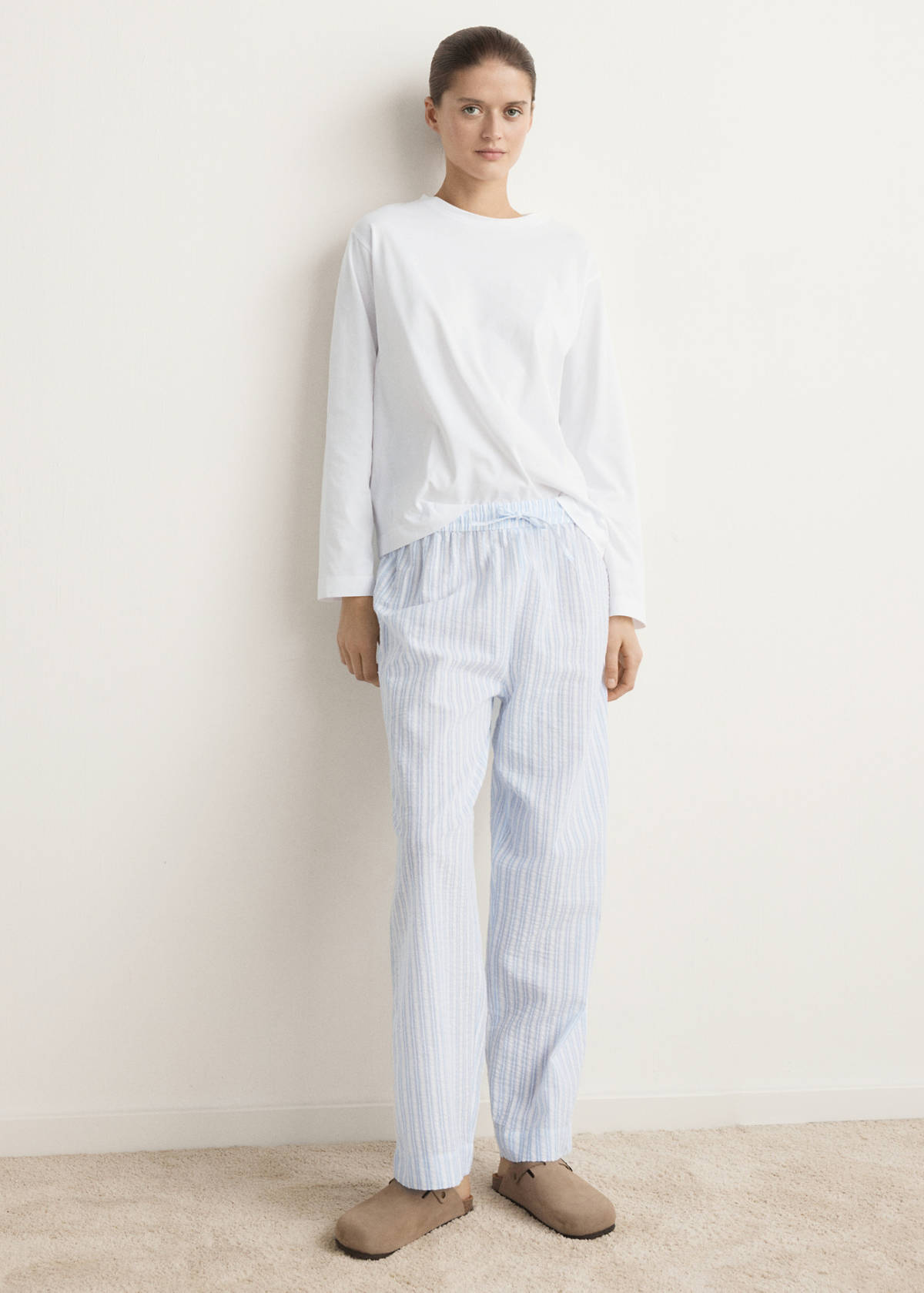 Two-piece cotton striped pyjamas — Blue