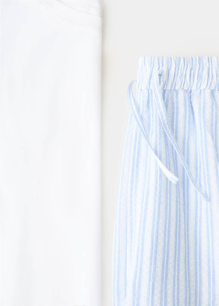 Two-piece cotton striped pyjamas — Blue