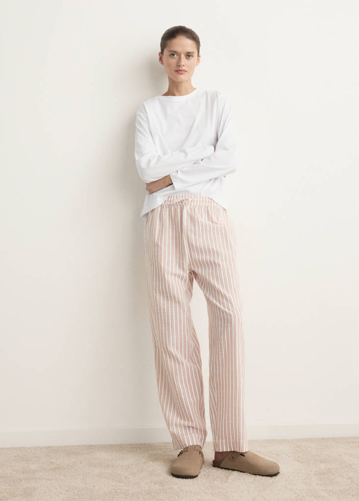 Two-piece cotton striped pyjamas — Russet