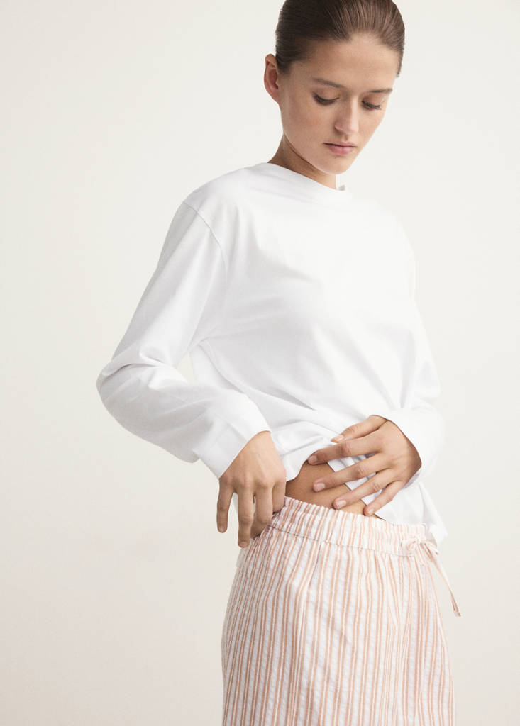 Two-piece cotton striped pyjamas — Russet