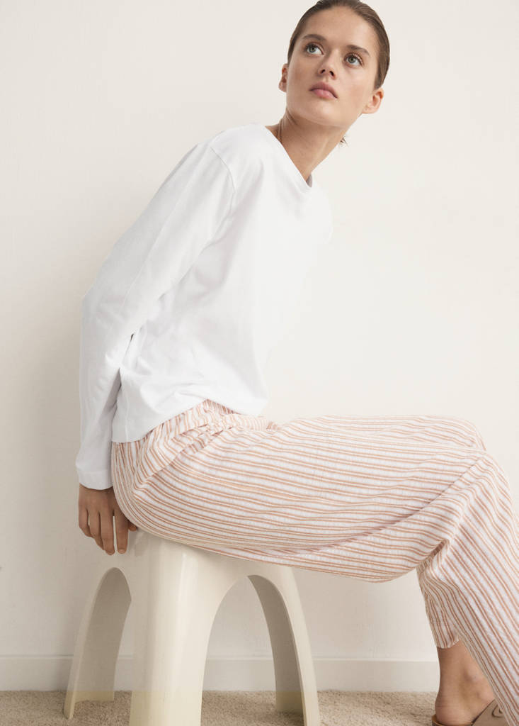 Two-piece cotton striped pyjamas — Russet