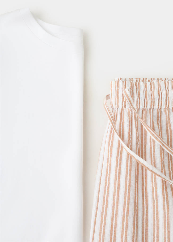 Two-piece cotton striped pyjamas — Russet