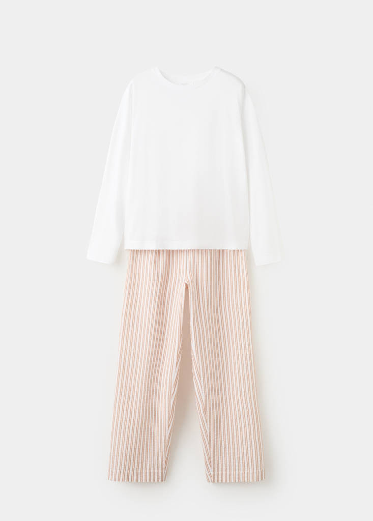 Two-piece cotton striped pyjamas — Russet