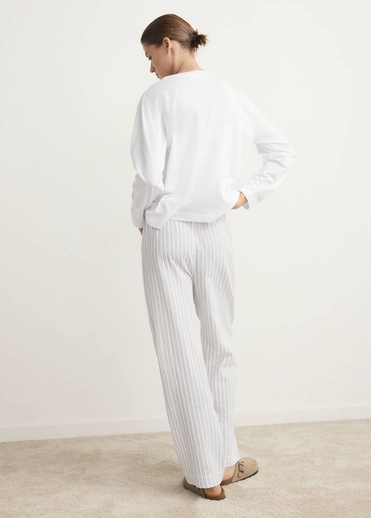 Two-piece cotton striped pyjamas — Grey