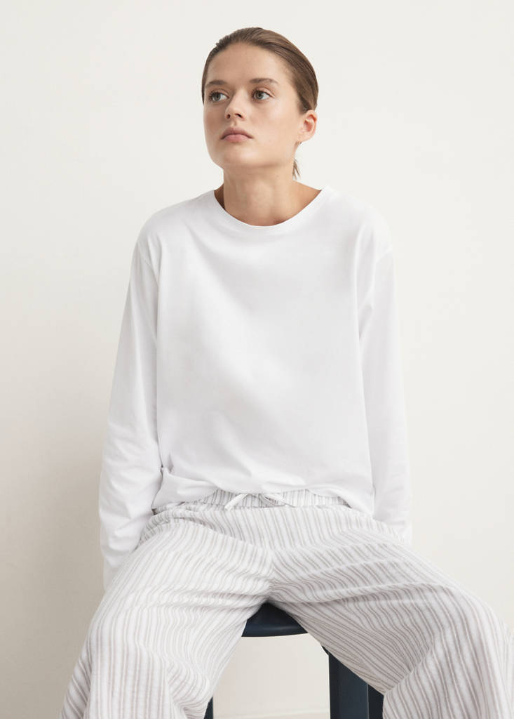 Two-piece cotton striped pyjamas — Grey