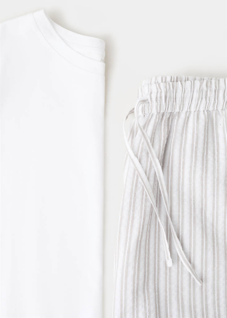 Two-piece cotton striped pyjamas — Grey