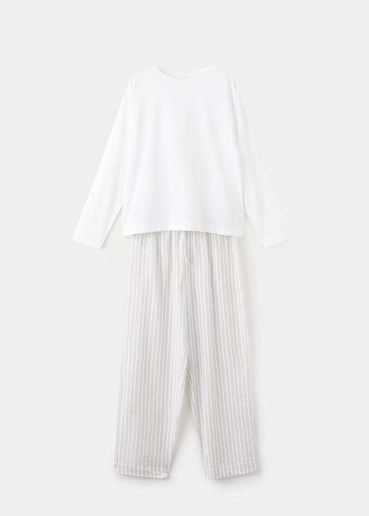 Two-piece cotton striped pyjamas — Grey