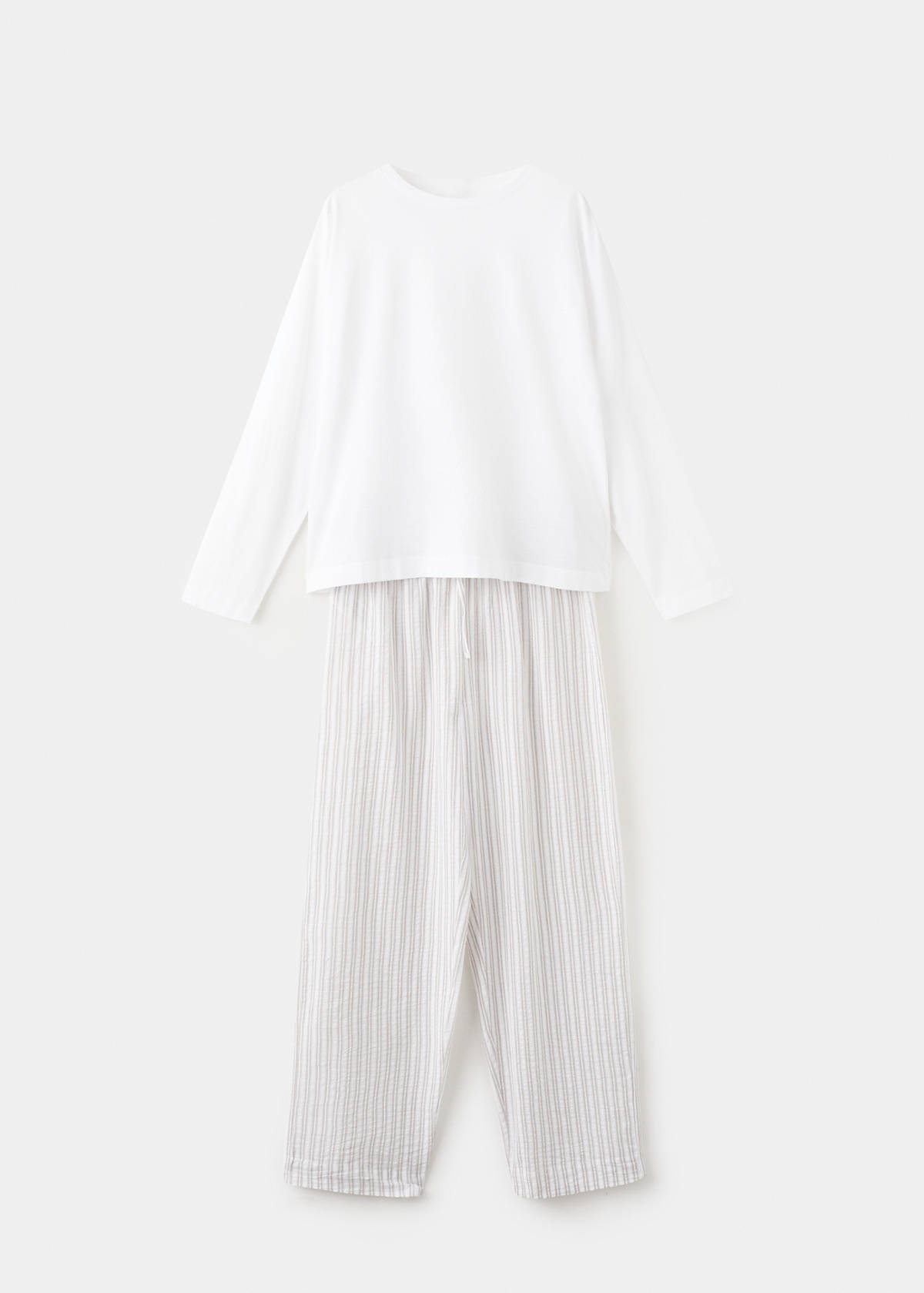 Two-piece cotton striped pyjamas — Grey