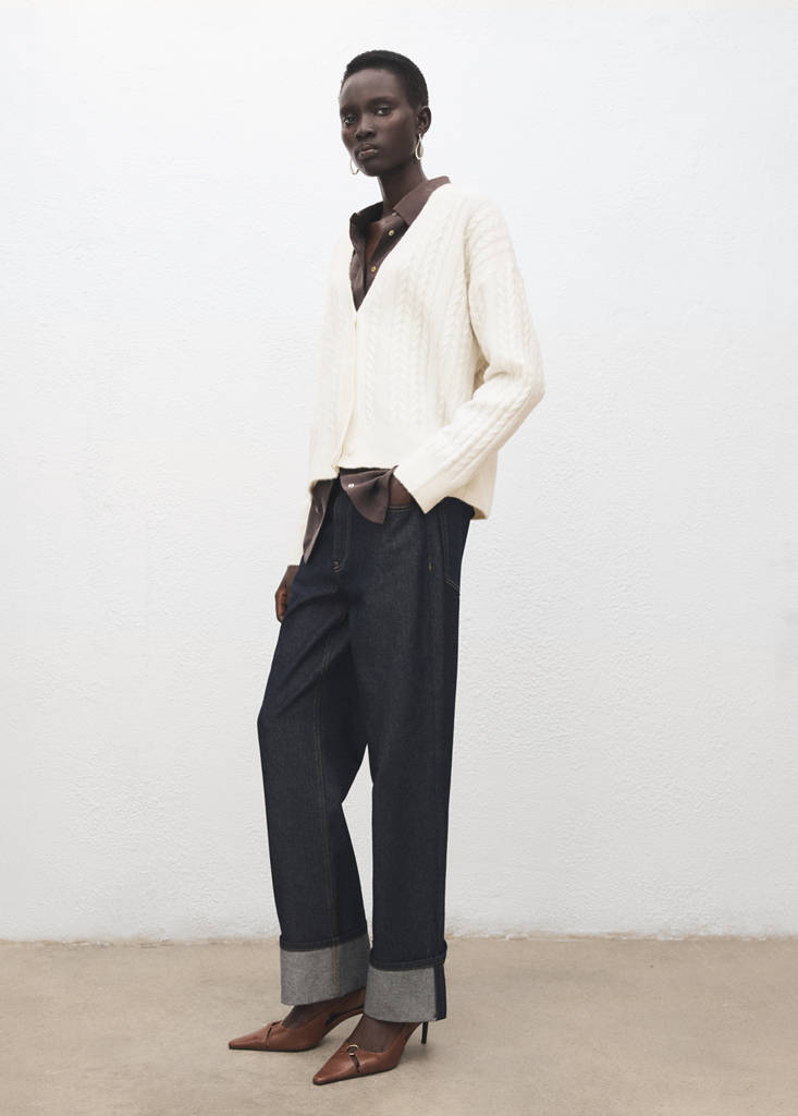 Knitted braided cardigan — Ecru