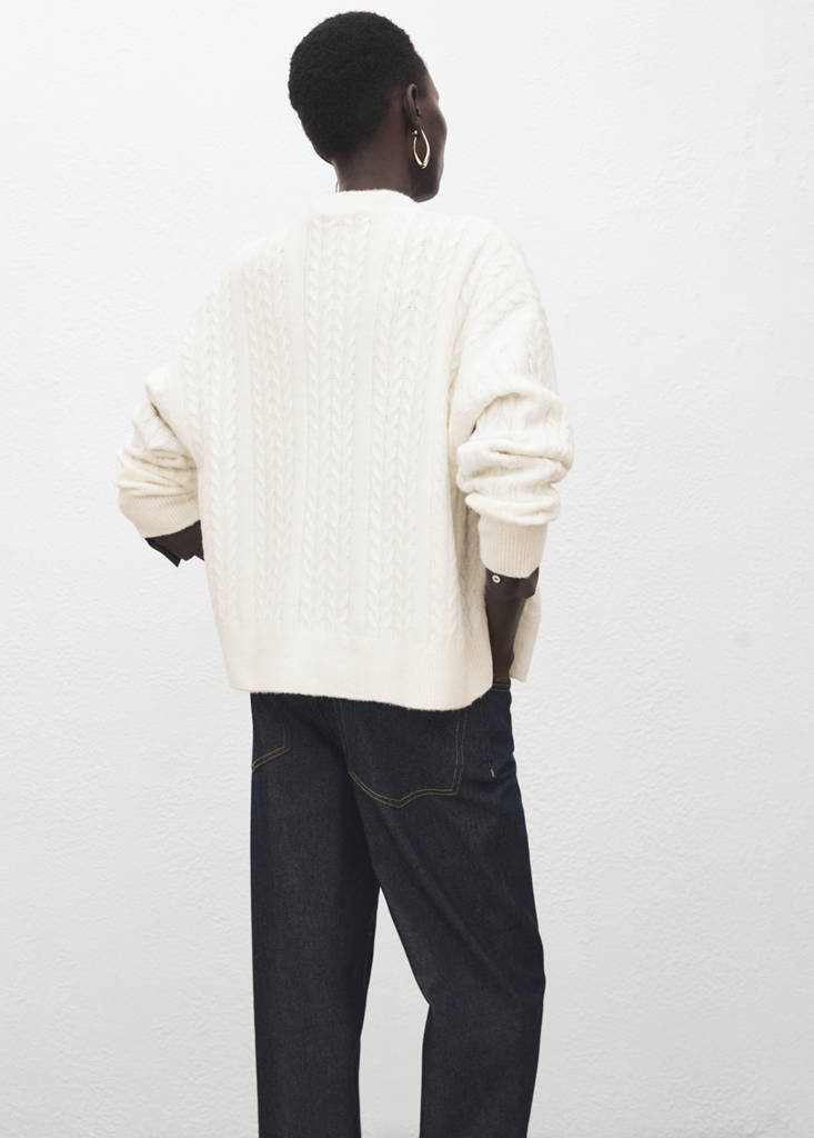 Knitted braided cardigan — Ecru
