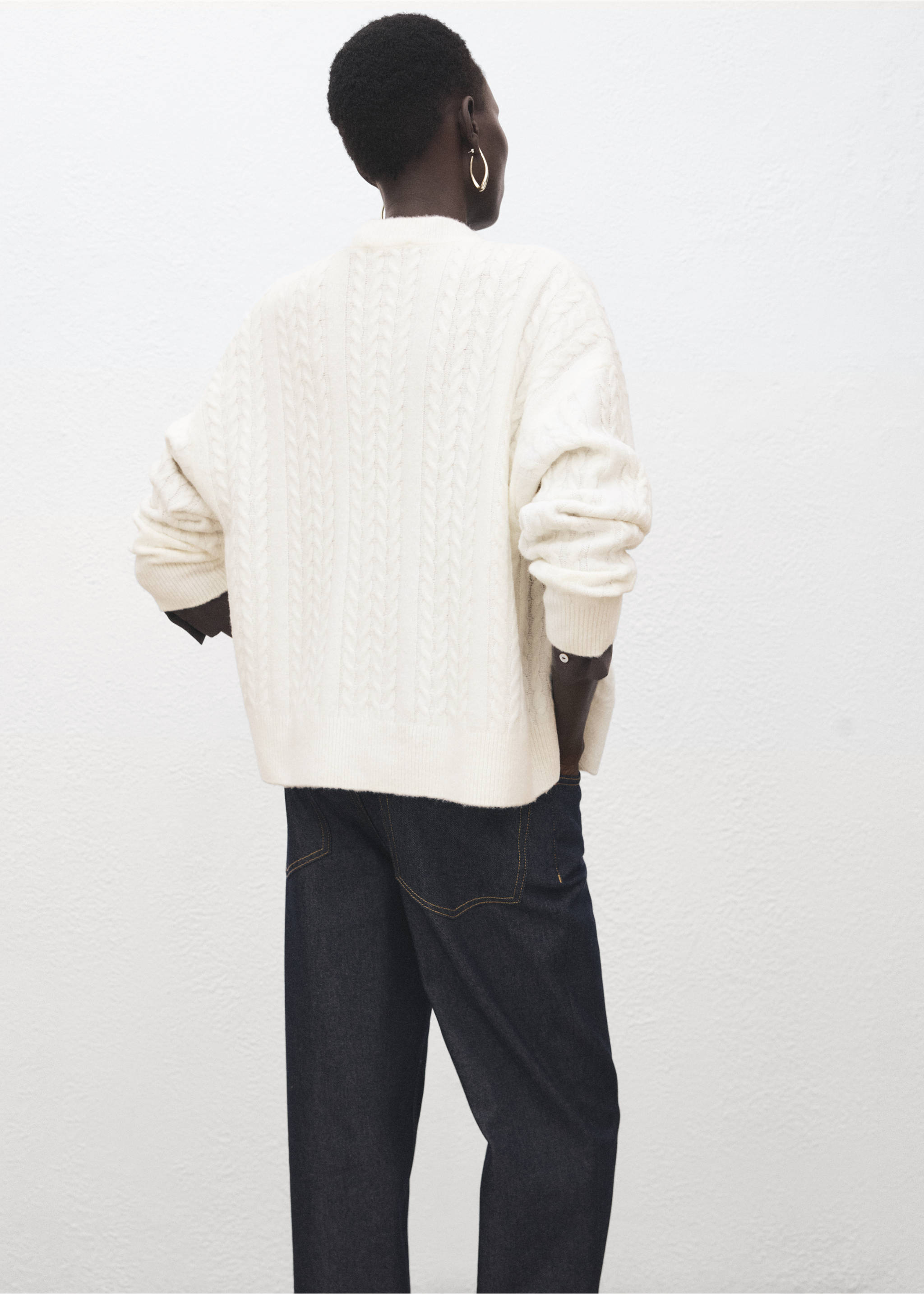 Cárdigan punto trenzado - Reverso del artículo, Crudo. Ref: 27091215-00.