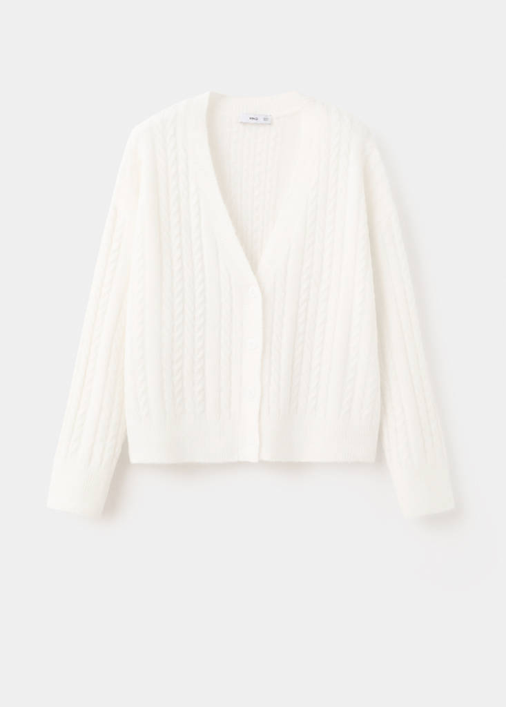 Knitted braided cardigan — Ecru