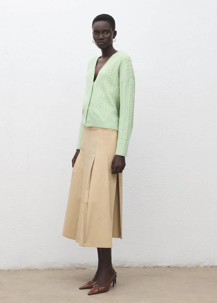 Knitted braided cardigan — Aqua Green