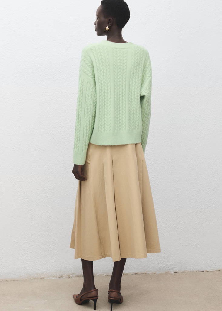 Knitted braided cardigan — Aqua Green