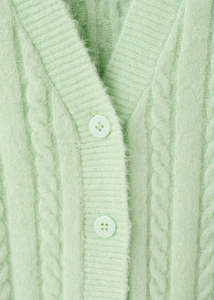 Knitted braided cardigan — Aqua Green