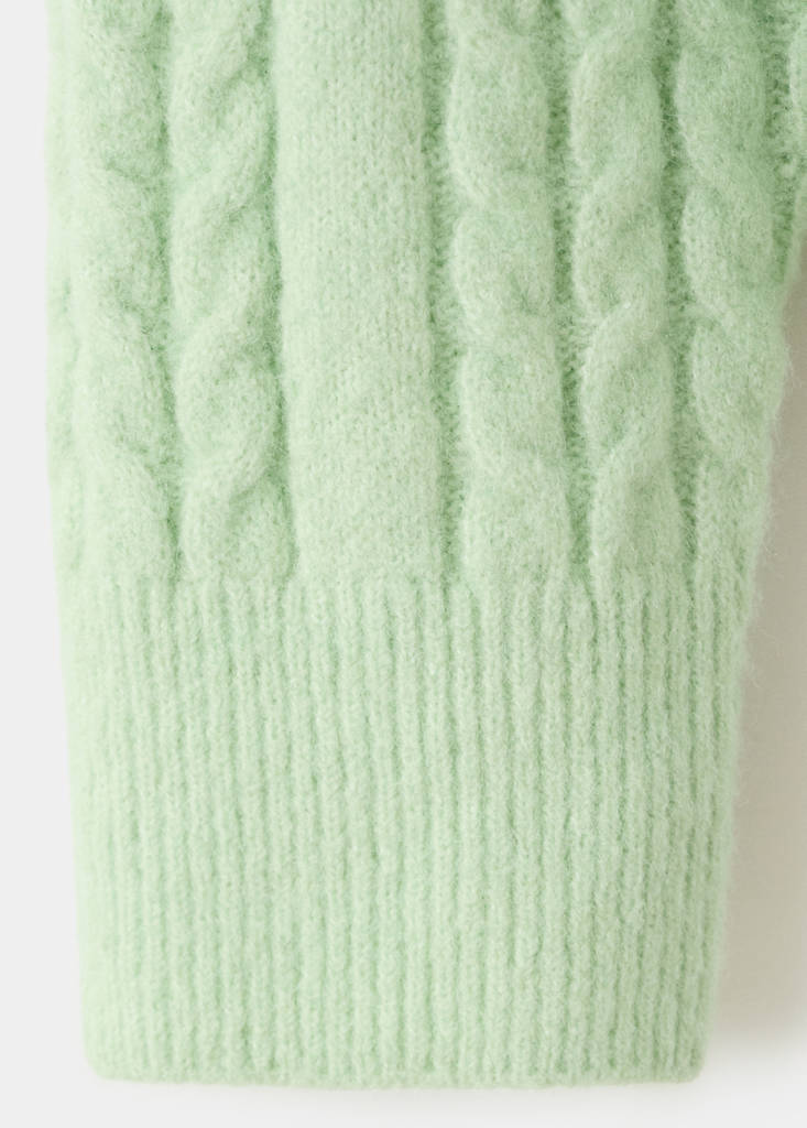 Knitted braided cardigan — Aqua Green
