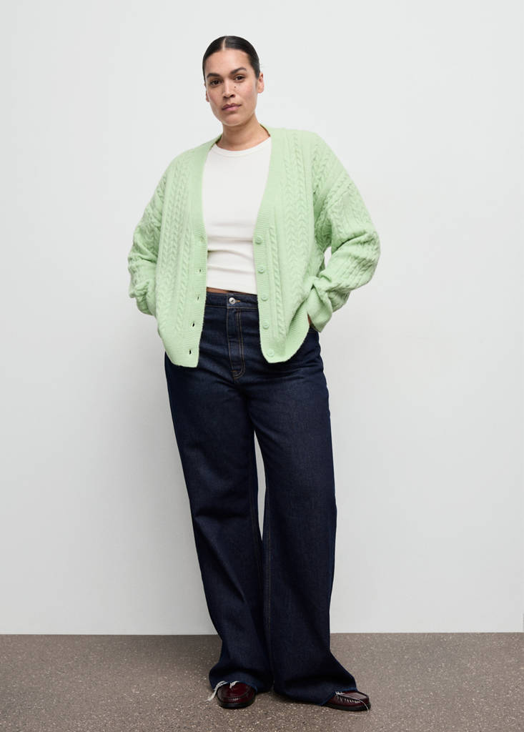 Knitted braided cardigan — Aqua Green