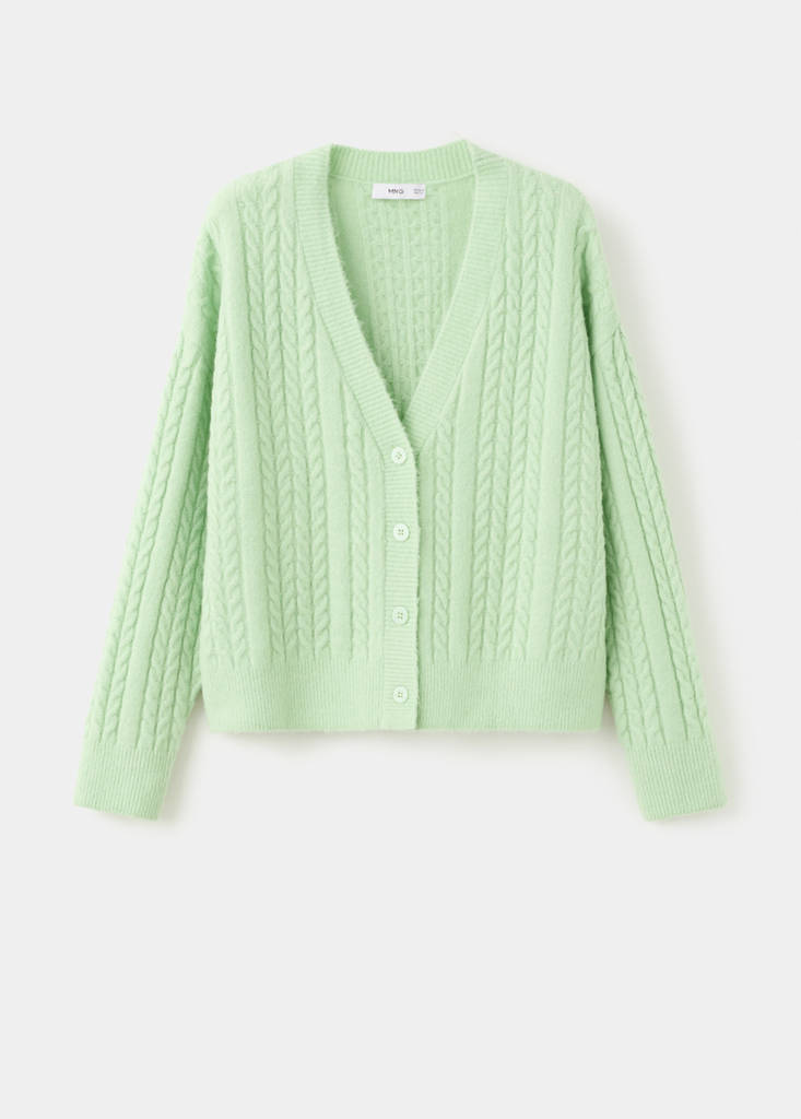 Knitted braided cardigan — Aqua Green