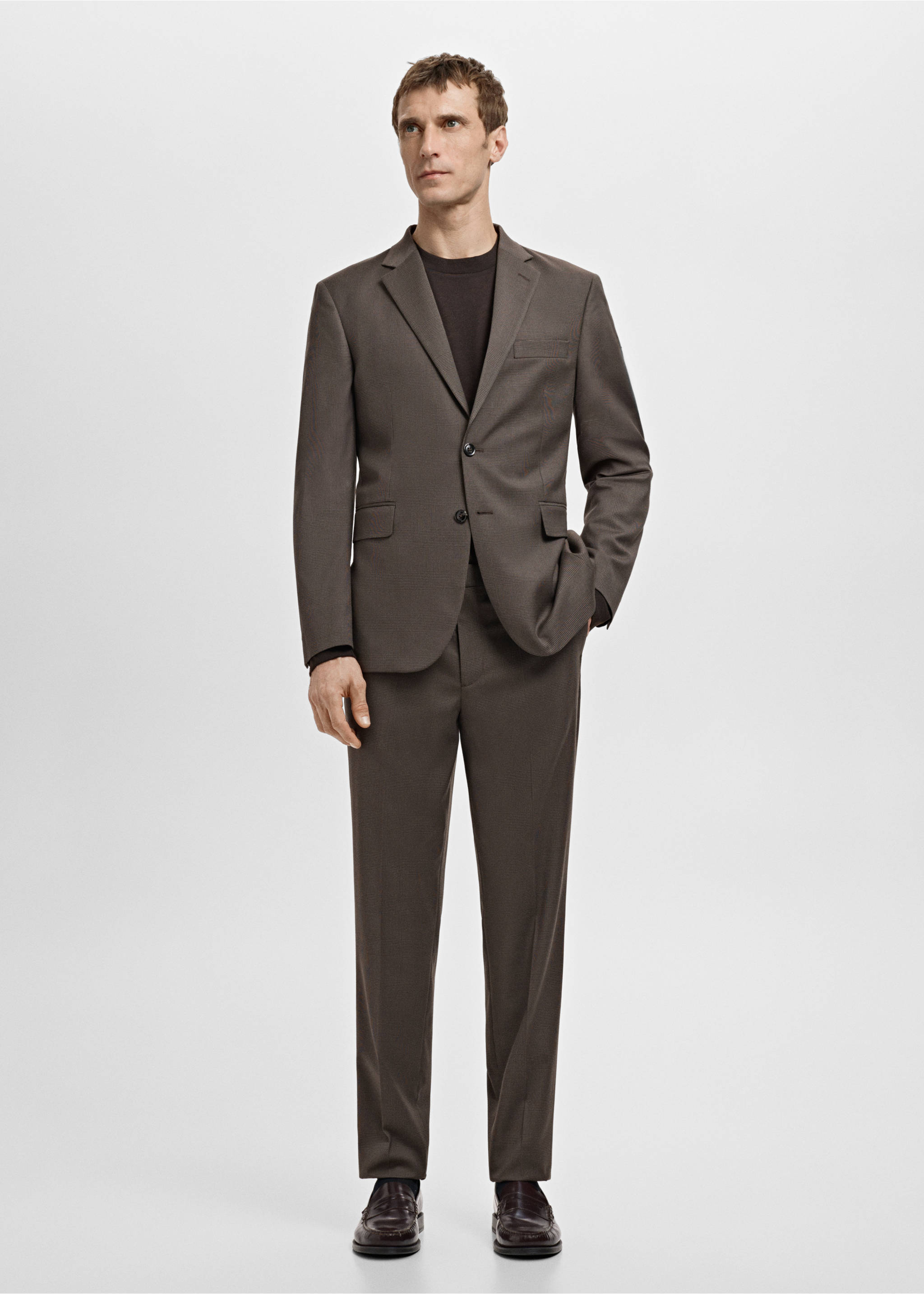 Milan slim-fit suit jacket - General plane, Brown. Ref: 27091217-00.