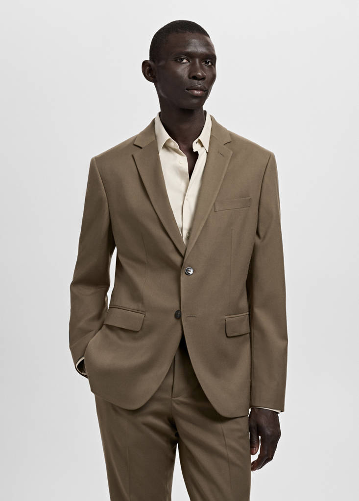 Super slim-fit suit jacket in stretch fabric — Brown