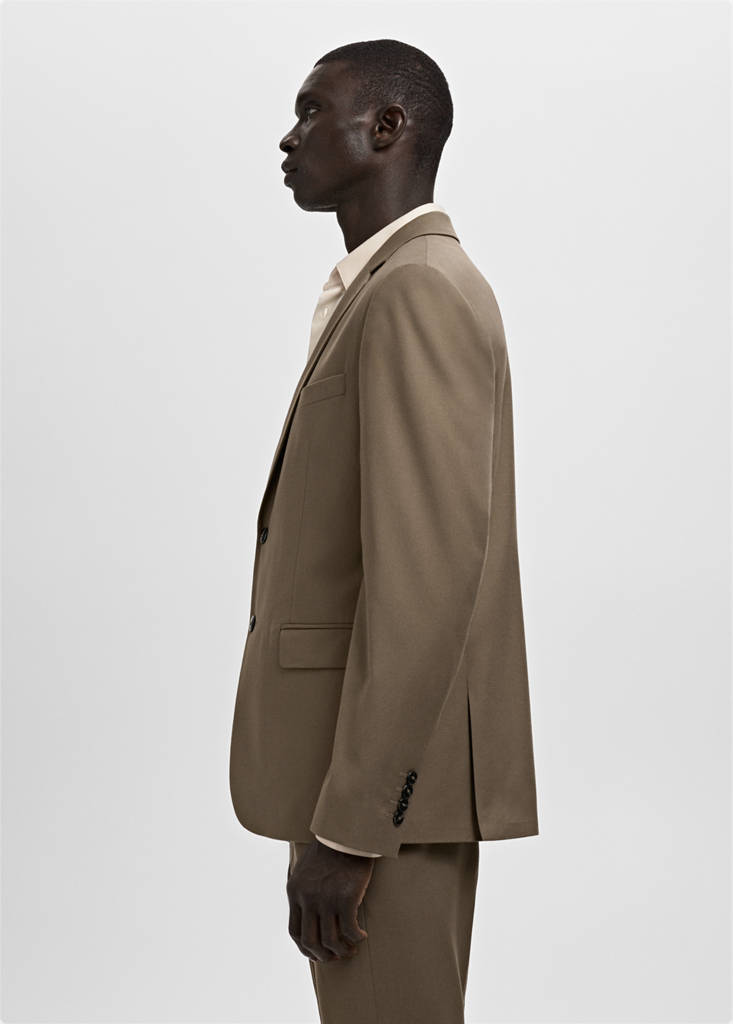 Super slim-fit suit jacket in stretch fabric — Brown
