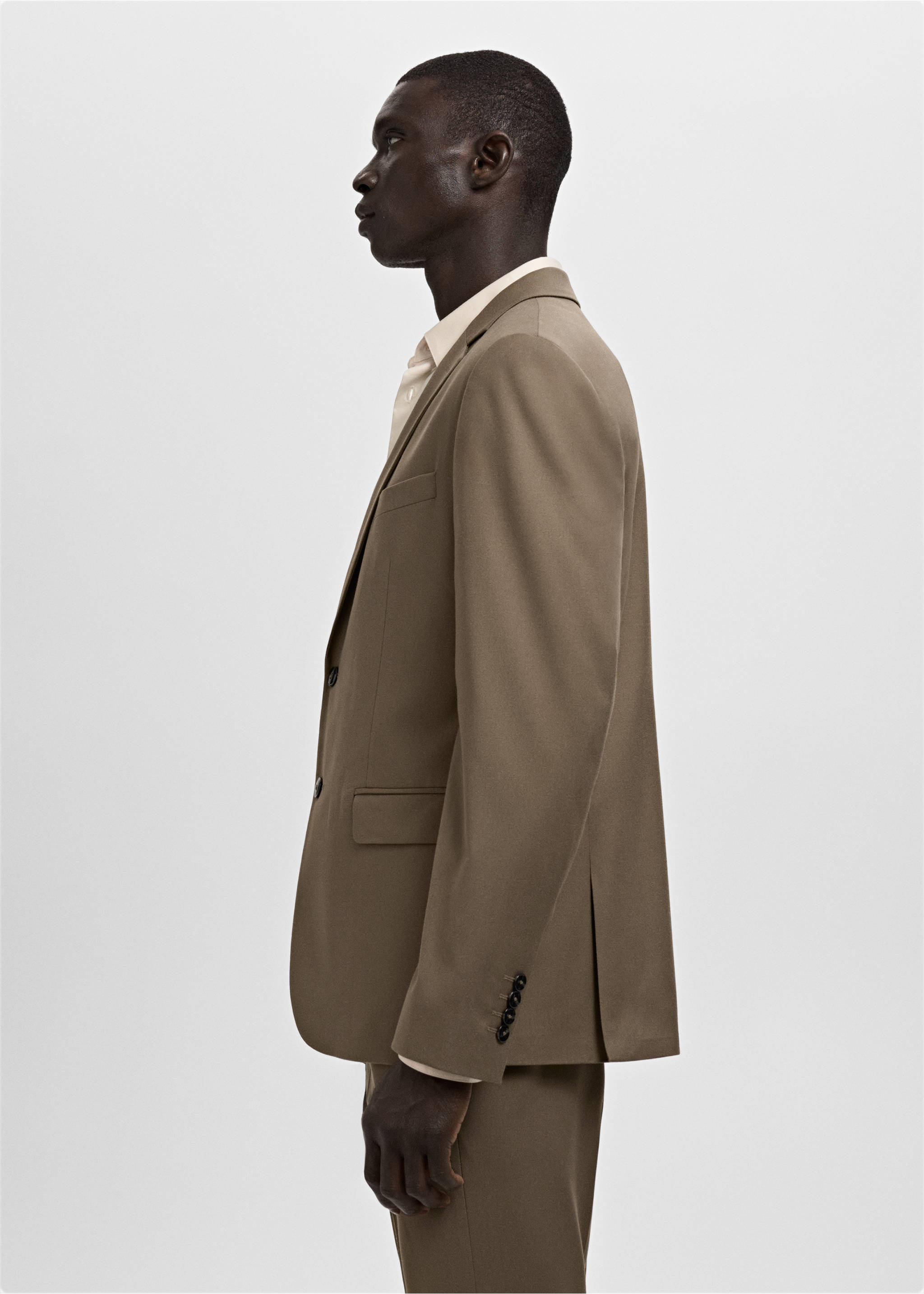 Jaket setelan super slim fit dalam kain stretch - Rincian barang 2, Coklat. Ref: 27091218-00.