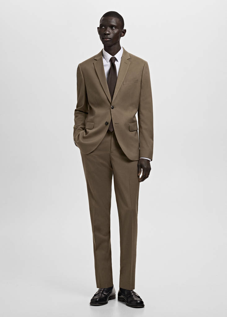Super slim-fit suit jacket in stretch fabric — Brown