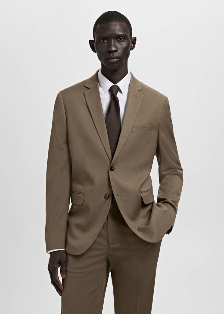 Super slim-fit suit jacket in stretch fabric — Brown