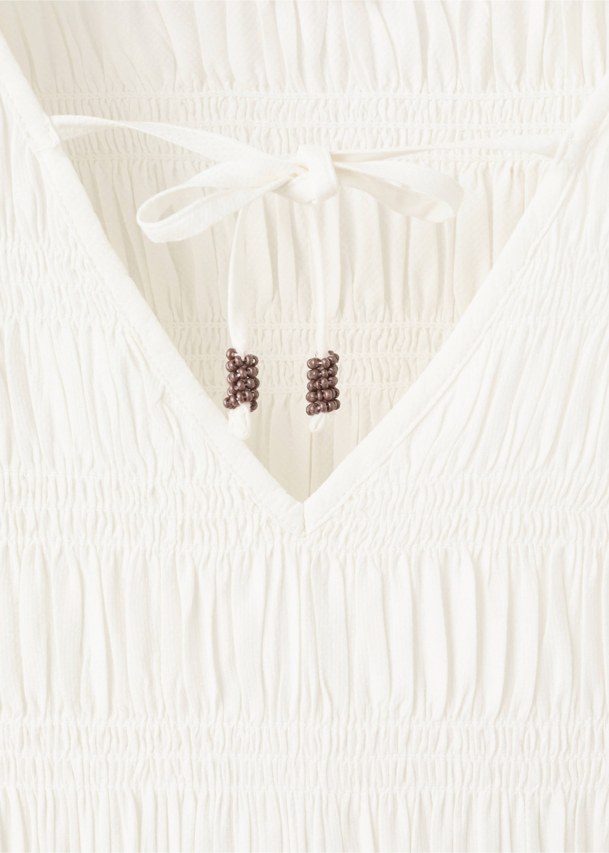 Ruched blouse with ruffles - Details of the article 8, Off White. Ref: 27091220-00.