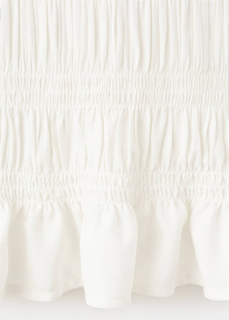 Ruched blouse with ruffles — Off White