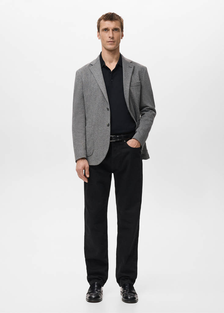 Slim-fit herringbone tailored jacket — Grey