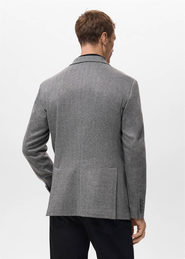 Slim-fit herringbone tailored jacket — Grey