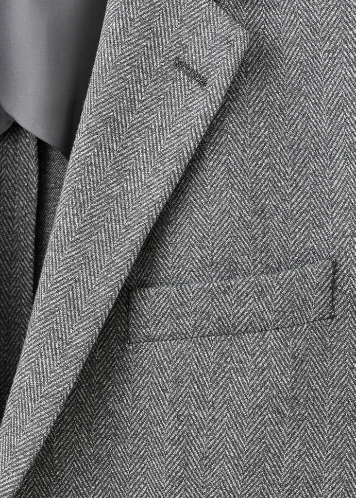 Slim-fit herringbone tailored jacket — Grey