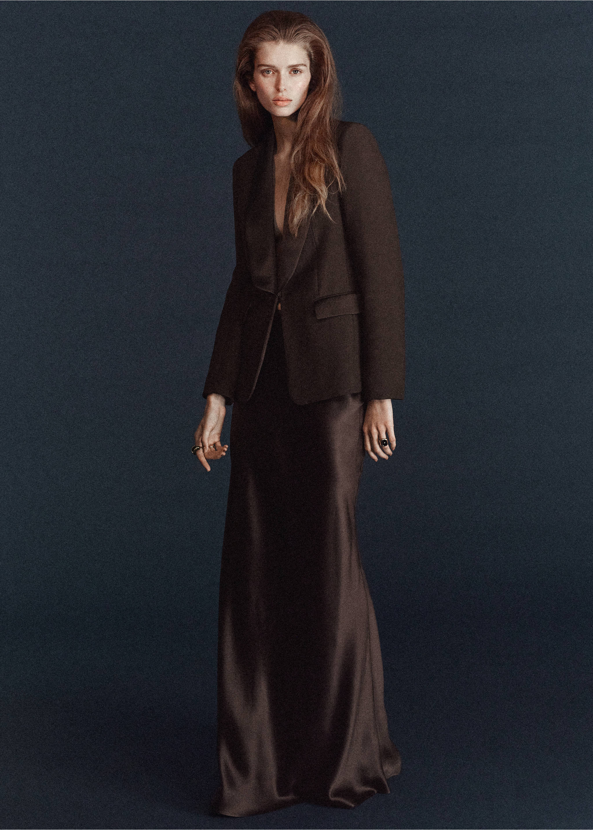 Falda maxi satinada - Plano general, Marrón. Ref: 27091222-00.