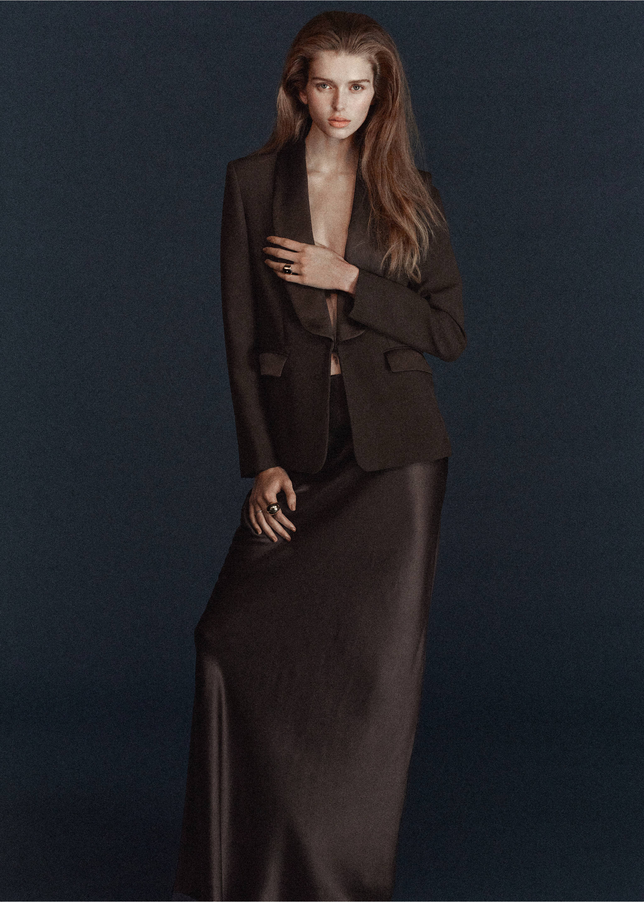 Falda maxi satinada - Plano medio, Marrón. Ref: 27091222-00.