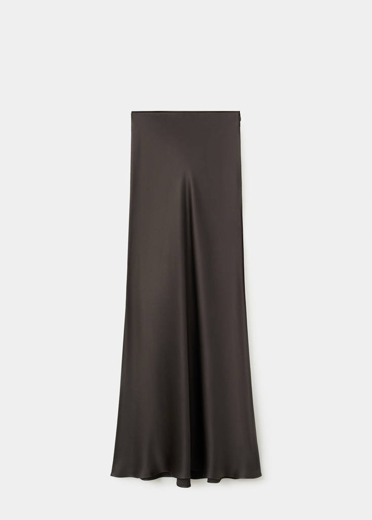 Satin maxi-skirt — Brown