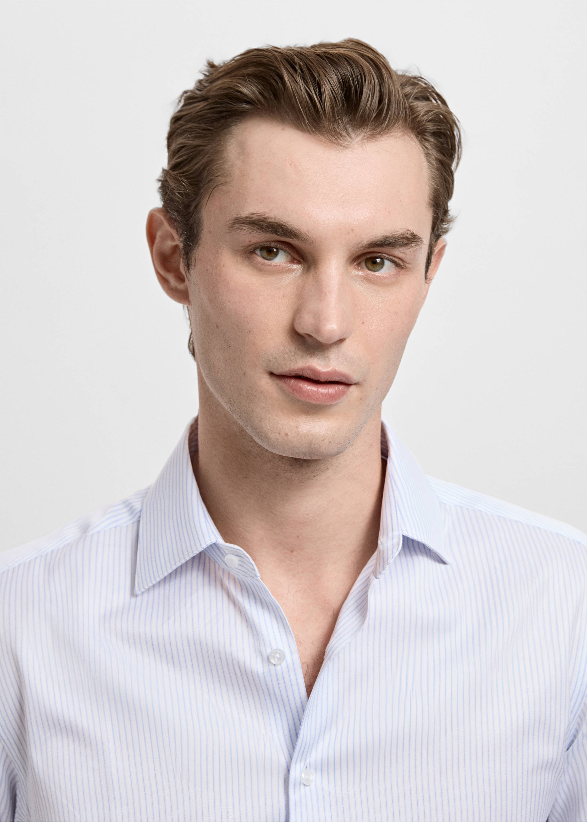 Slim fit cotton suit shirt - Details of the article 1, White. Ref: 27091223-00.