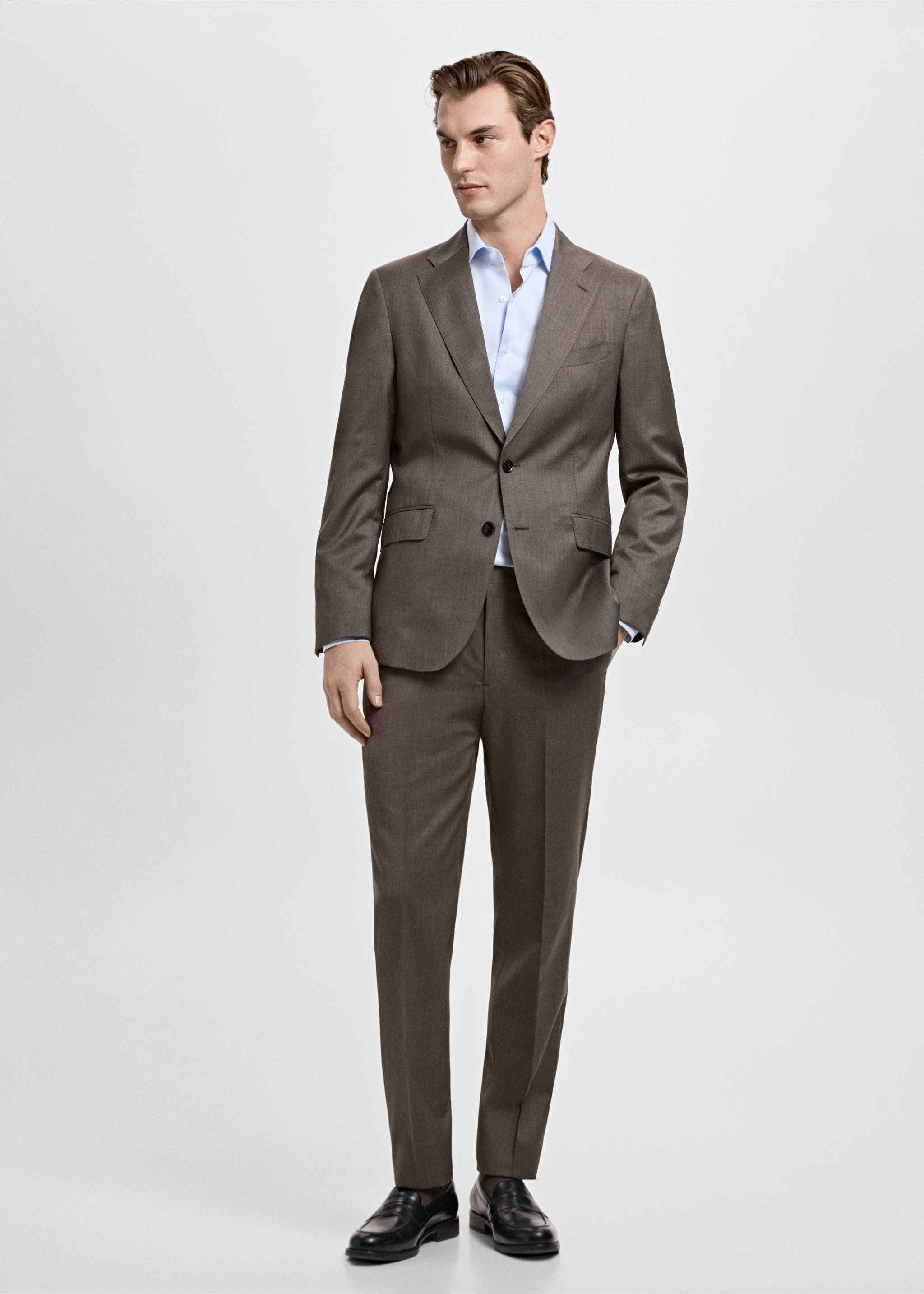 Koszula garniturowa slim fit z bawełny - Plan ogólny, Błękitny. Ref: 27091223-00.