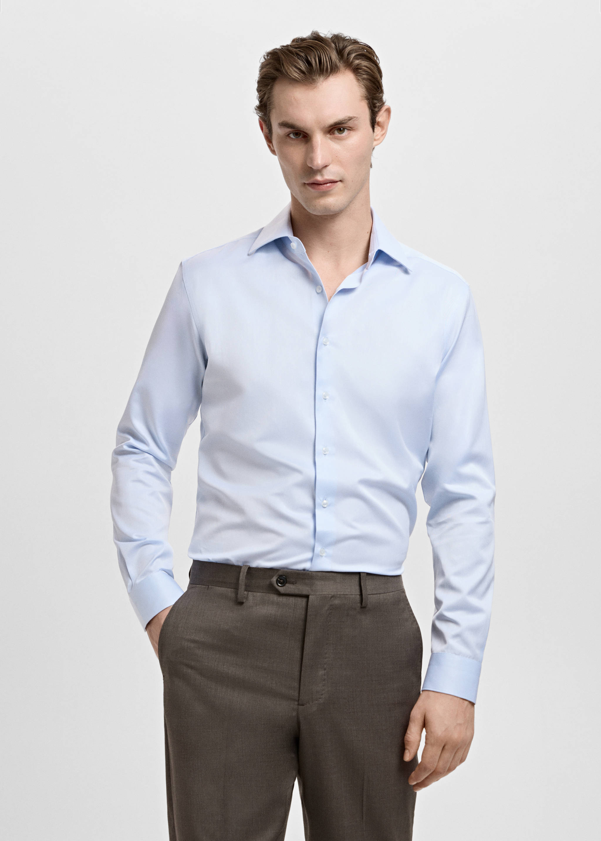 Slim fit cotton suit shirt - Medium plane